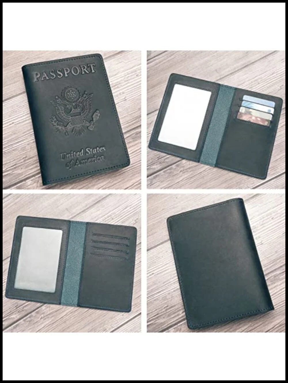 RFID Blocking Genuine Leather Passport Holder Wallet with Vaccine Card Slot